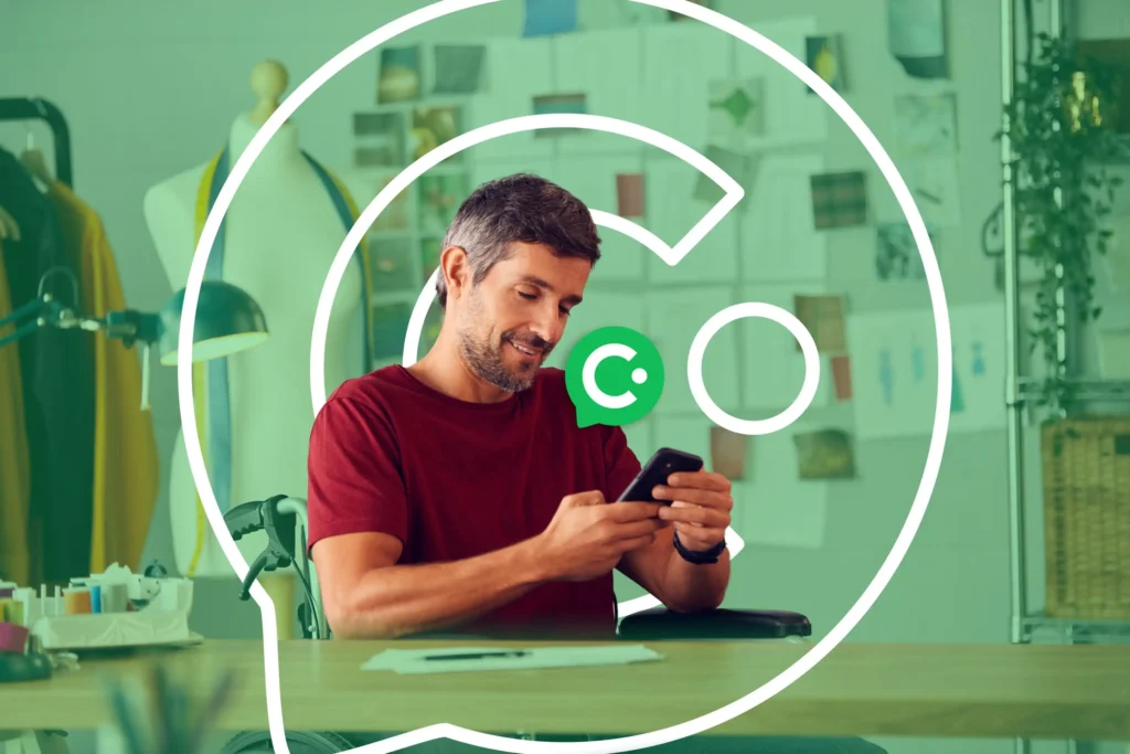 Creative Man on the phone with a pen in front of him