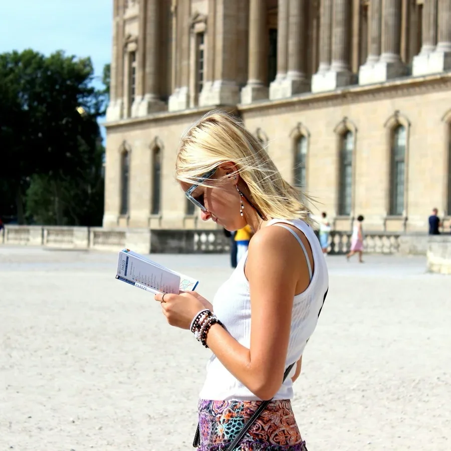 Woman relaxing on a city break